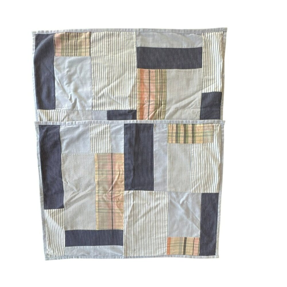 Ralph Lauren Boathouse Quilted Plaid Patchwork Shams Set of 2 Standard Vintage R